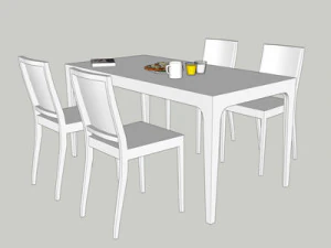 білий обідній стіл з ламінату 3D Модель