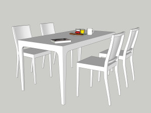white laminate dining table 3Dモデル