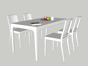 білий обідній стіл з ламінату 3D Модель