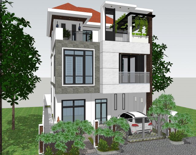 modern villa Modelo 3D .c4d .max .obj .3ds .fbx .stl .blend 