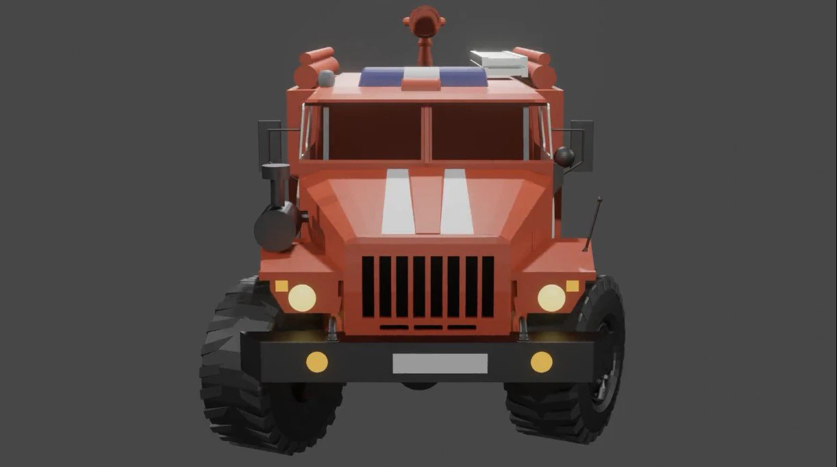Fire engine 3D Model .c4d .max .obj .3ds .fbx .stl .blend