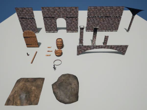 wine cellar set unreal engine project included 3D Model