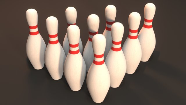 bowling pins set 3D Model .c4d .max .obj .3ds .fbx .stl .blend 