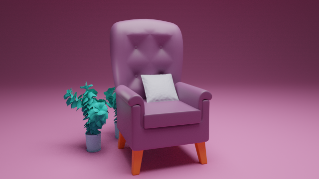 cozy armchair with pillow 3D Model .c4d .max .obj .3ds .fbx .stl .blend 