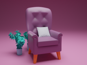 cozy armchair with pillow 3D Модель