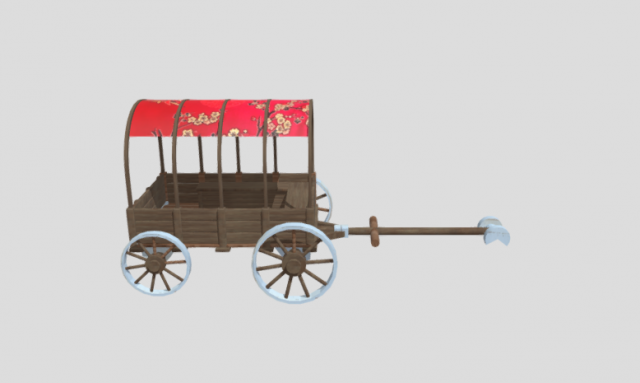 wooden cart 3D Model .c4d .max .obj .3ds .fbx .stl .blend 