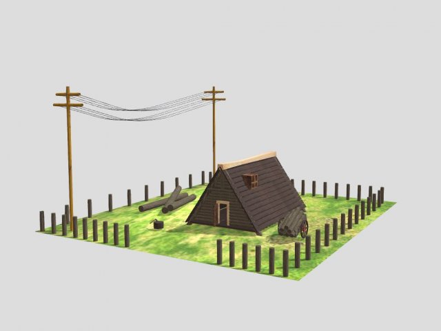 medieval house cannon electric pol 3D Model .c4d .max .obj .3ds .fbx .stl .blend 