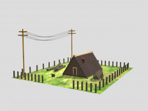 medieval house cannon electric pol 3D 模型