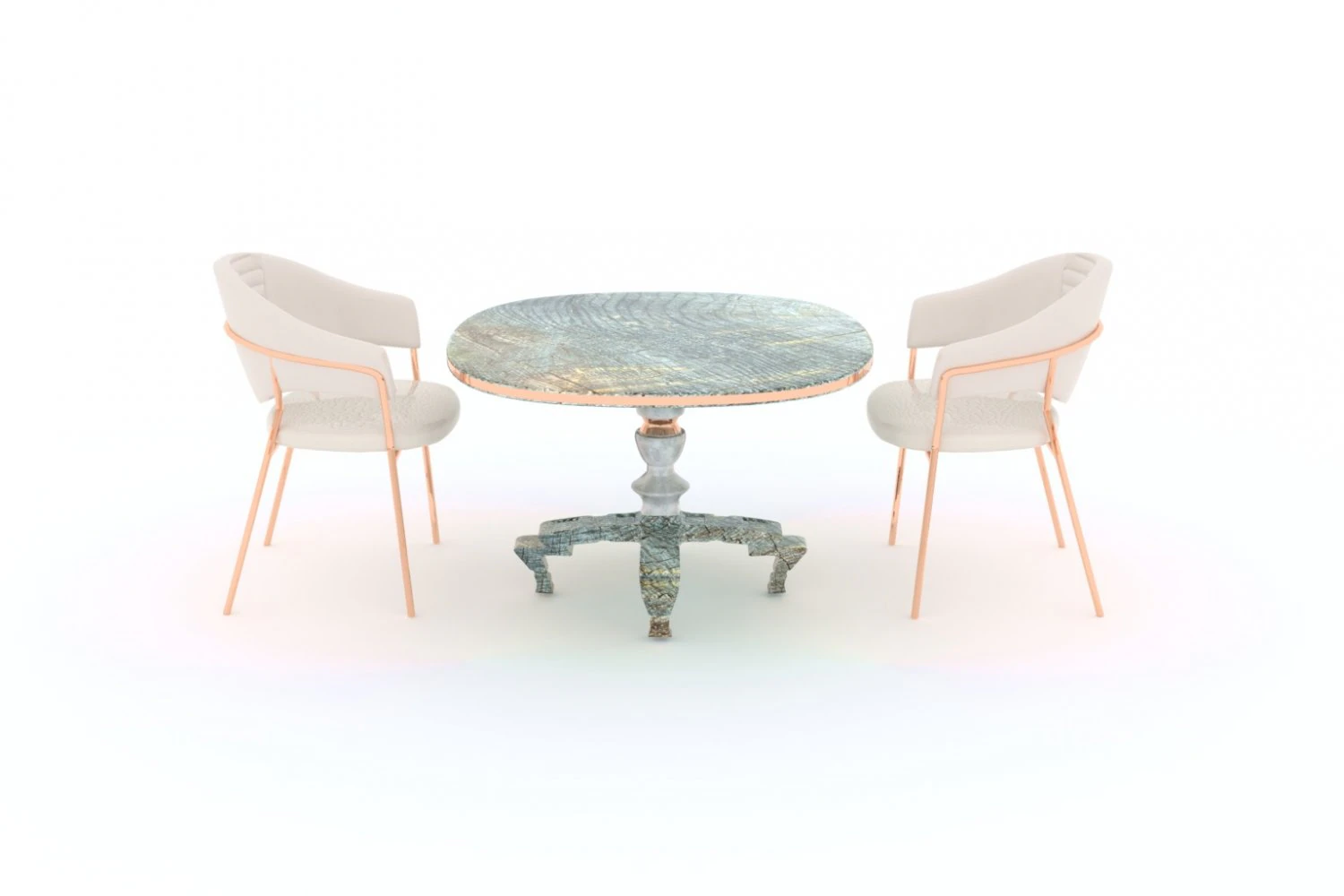 antic table with chairs 3D Model .c4d .max .obj .3ds .fbx .stl .blend 