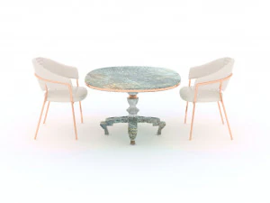 antiker Tisch mit St&uuml;hlen 3D Modell