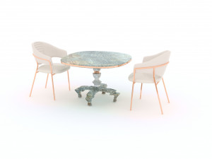 antic table with chairs 3D-Modell
