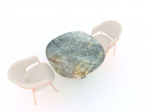 antic table with chairs 3D Model