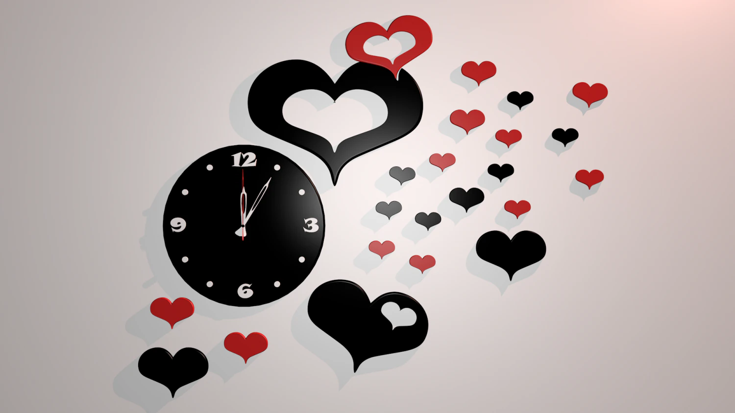wall clock hearts 3D Model .c4d .max .obj .3ds .fbx .stl .blend 