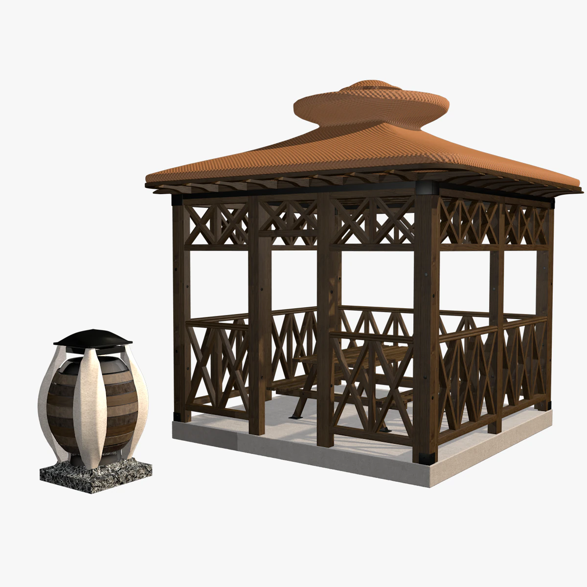 garden stall wight and dustbin 3D Model .c4d .max .obj .3ds .fbx .stl .blend