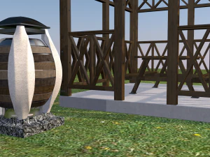 garden stall wight and dustbin 3D Model