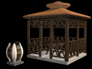 garden stall wight and dustbin 3D Модель