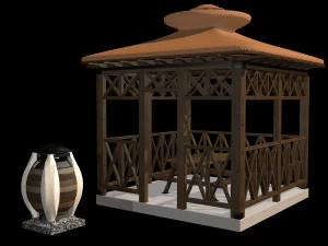 garden stall wight and dustbin 3D Model