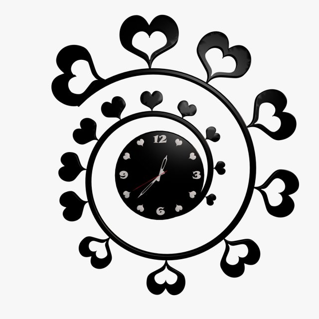 wall clock black hearts 3D 模型 .c4d .max .obj .3ds .fbx .stl .blend 