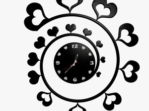 orologio da parete cuori neri Modello 3D