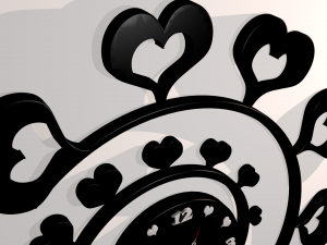 wall clock black hearts 3D 模型