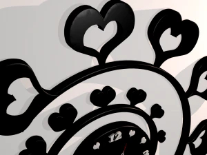 wall clock black hearts 3D Model