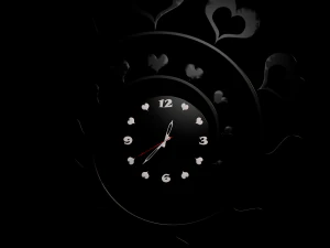 wall clock black hearts 3D Model