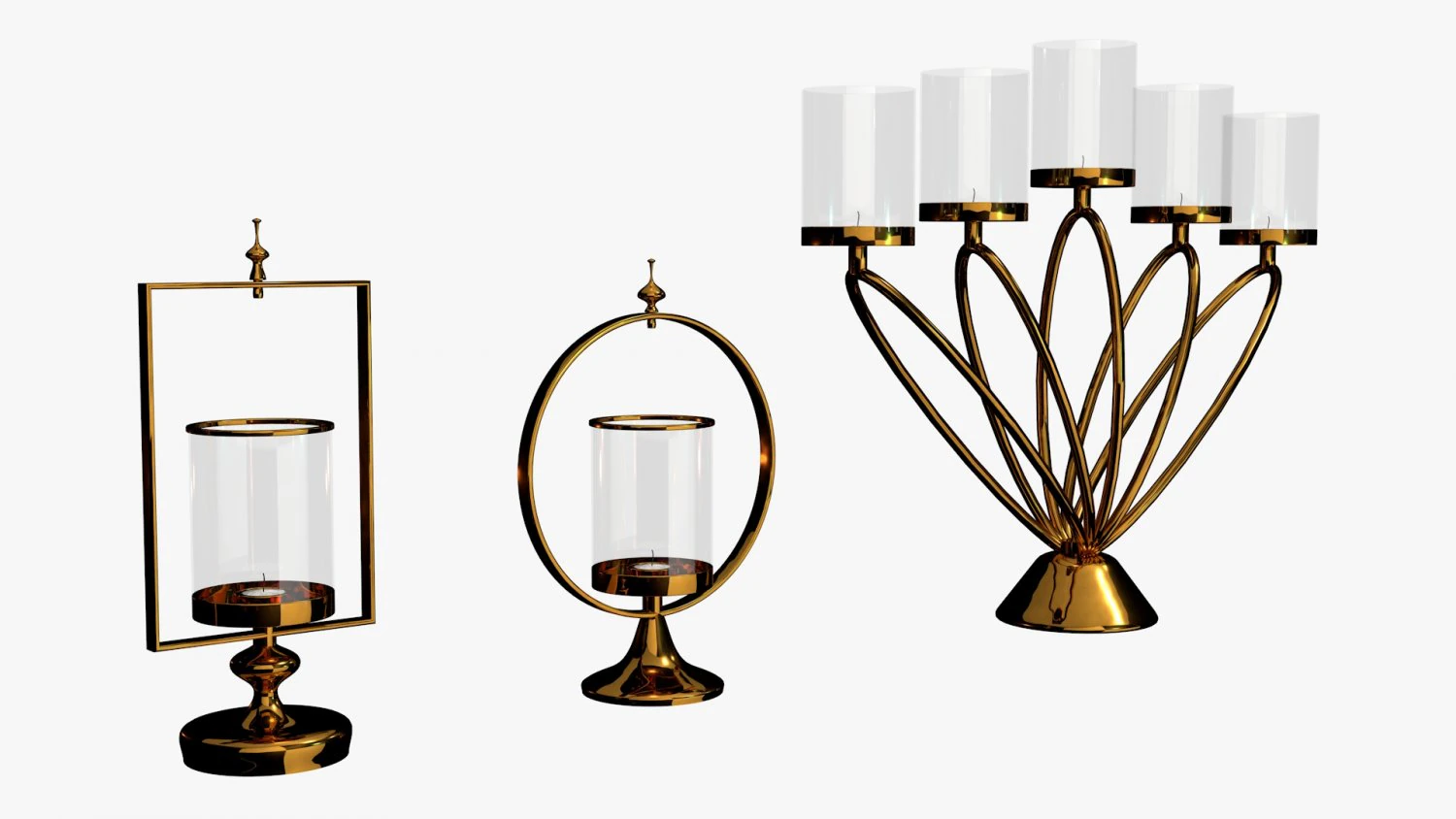 gold candlesticks 3D Model .c4d .max .obj .3ds .fbx .stl .blend 