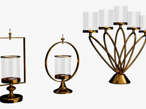 gold candlesticks 3D Model