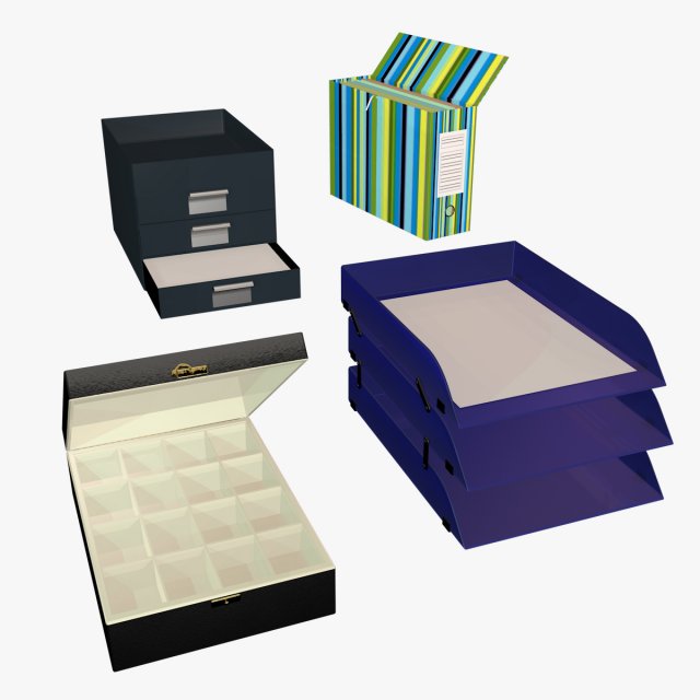 desk boxes Model 3D .c4d .max .obj .3ds .fbx .stl .blend 