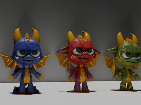 Cute Dragon Character Modelo 3D