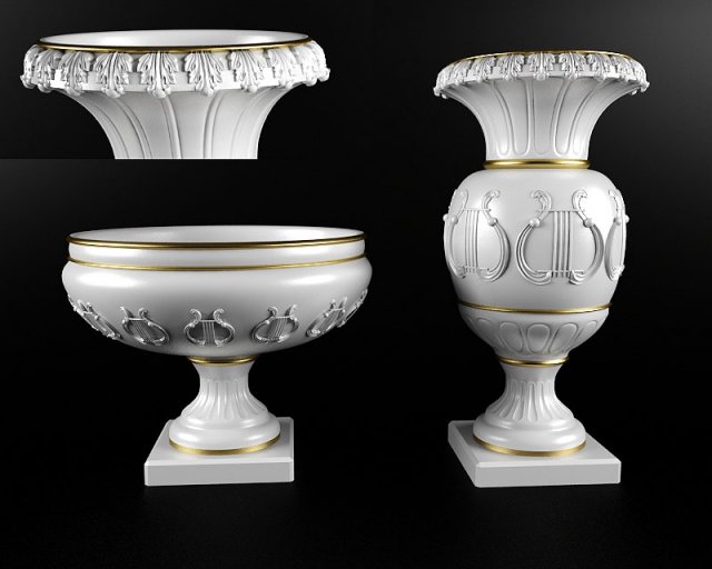 pots and cups 3D Model .c4d .max .obj .3ds .fbx .stl .blend 
