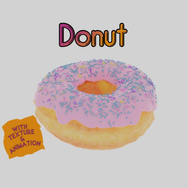 Vanilla donut mesh-texture and animation 3D Model .c4d .max .obj .3ds .fbx .stl .blend 