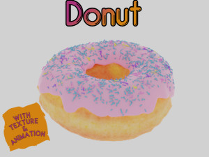 Vanilla donut mesh-texture and animation 3D Model