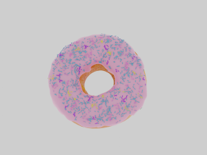 Vanilla donut mesh-texture and animation Modèle 3D