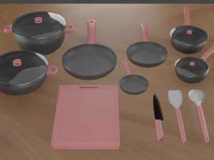 Kitchen Cookware Set 3D Model