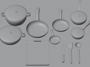 Kitchen Cookware Set 3D Model