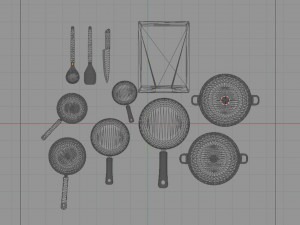 Kitchen Cookware Set 3D Model