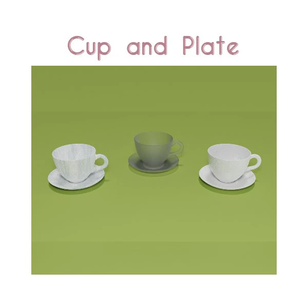 Cup and Plate 3D Model .c4d .max .obj .3ds .fbx .stl .blend 