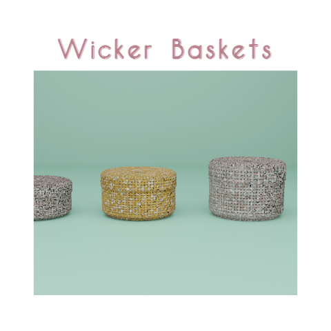 Wicker Baskets Set 3D Модель .c4d .max .obj .3ds .fbx .stl .blend 