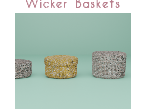 Wicker Baskets Set 3D Model
