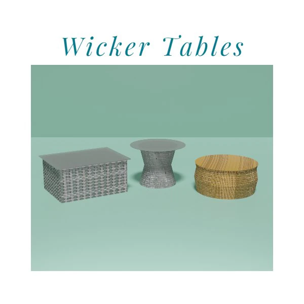 Wicker Tables Set 3D Model .c4d .max .obj .3ds .fbx .stl .blend 