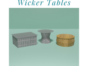Wicker Tables Set 3D Model