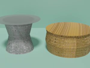 Wicker Tables Set 3D Model