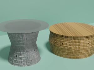 Wicker Tables Set 3D Model