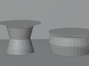 Wicker Tables Set 3D Model