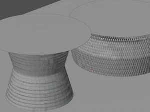 Wicker Tables Set 3D Model