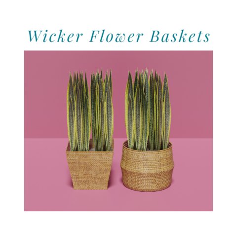 Wicker Flower Baskets Set Model 3D .c4d .max .obj .3ds .fbx .stl .blend 