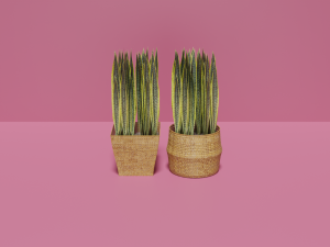 Wicker Flower Baskets Set Model 3D