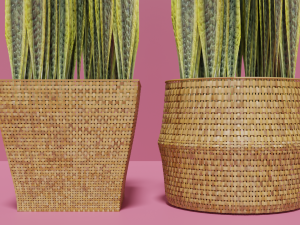 Wicker Flower Baskets Set Model 3D