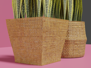 Wicker Flower Baskets Set Model 3D